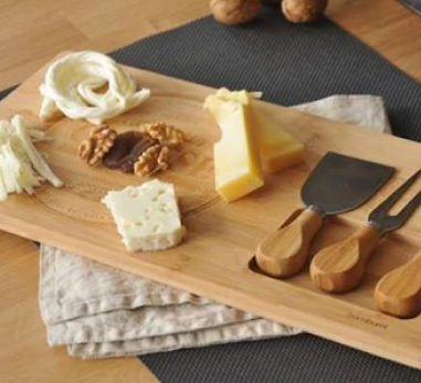 Bambu Peynir Tabak Servis Seti (3 Adet Bıçak)