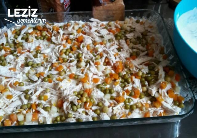Yoğurtlu Tavuklu Garnitürlü Etimek Salatası