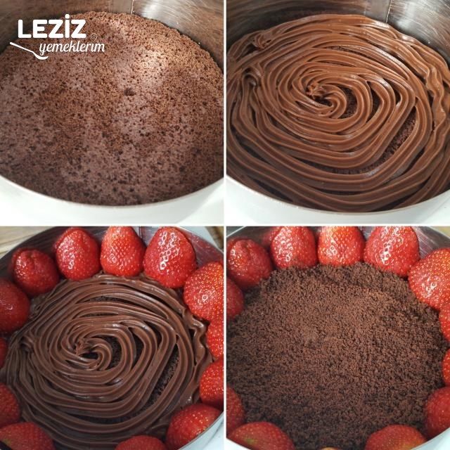 Bol Çikolatalı Kremalı Ve Çilekli Pasta ( Şekli Şahane)