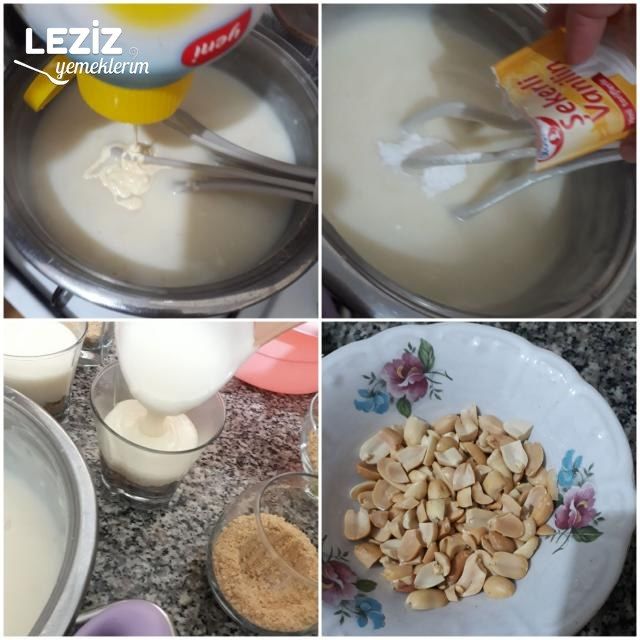 Karamelli Fıstıklı Muhallebi Cupları (Sinickers Tadında)