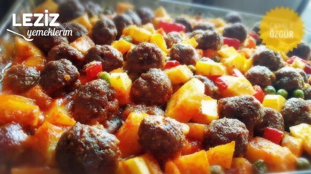 Fırında Köfteli Bezelyeli Patates