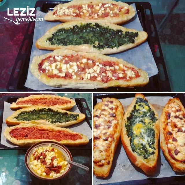 Normal Ekmekten Çok Pratik Hem Sucuklu Pizza, Hem De Ispanaklı Pide