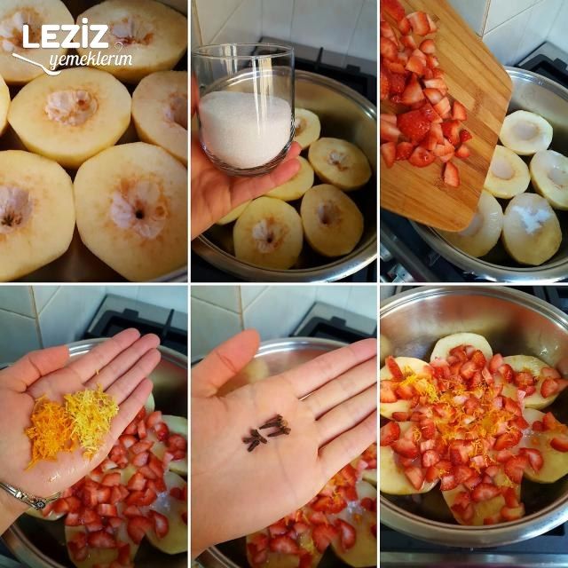 Aromalı Ve Çilekli Ayva Tatlısı