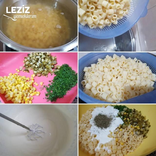 Bol Malzemeli Yoğurtlu Makarna Salatası (Gün Salatası)