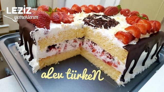 Nefis Pratik Çilekli Yaz Pastası (Aşama Aşama)