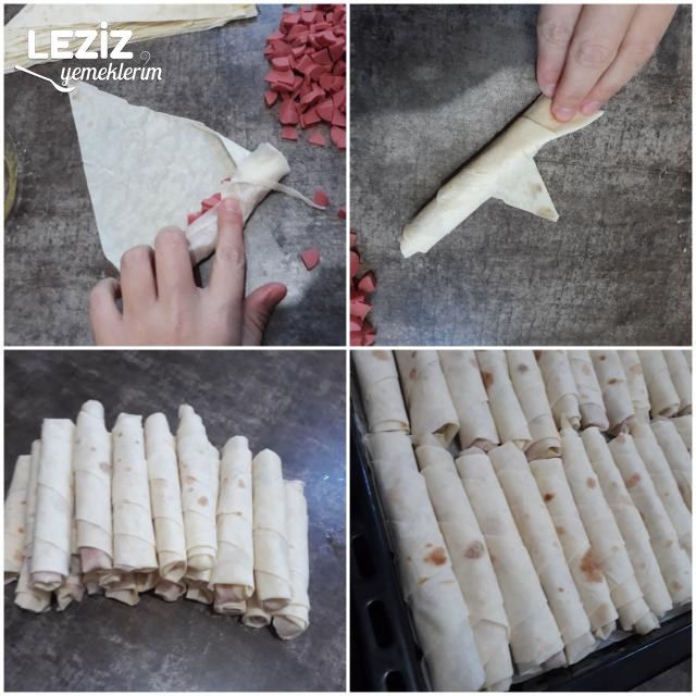 Simit Tadında Sosisli Sigara Böreği (Fırında)