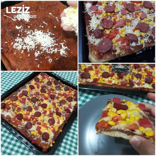 Sucuklu Pizza Tarifi (Büyük Boy Tepsi Ölçüsüyle)