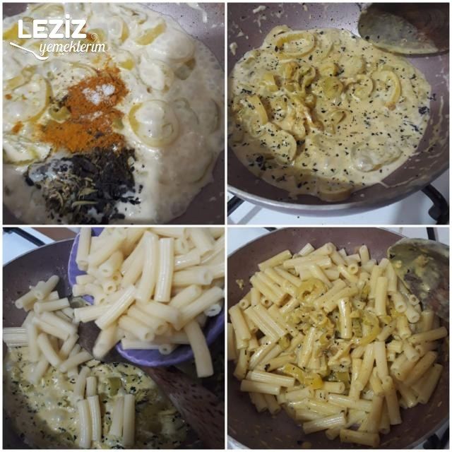 Biberli Bol Baharatlı Kremalı Makarna