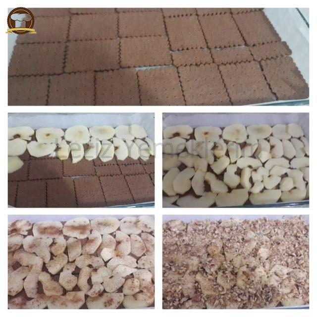 Bisküvi Tabanlı Elmalı Kek