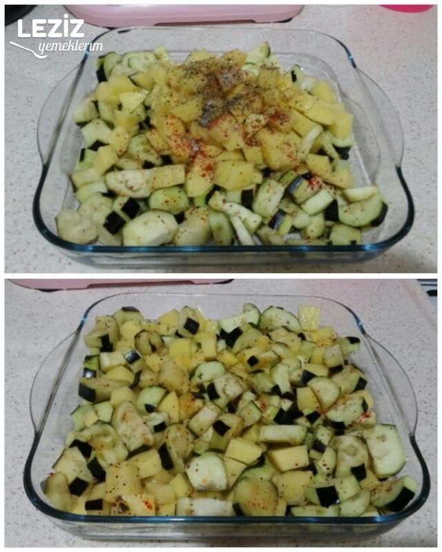 Fırında Patlıcanlı Patatesli Oturtma (Kızartmadan)