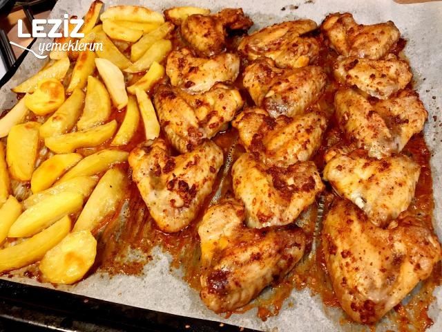 Fırında Tavuk Kanat Ve Patates (Mangal Tadında)