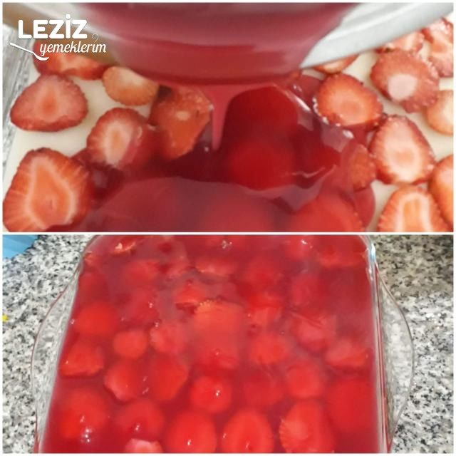 Çilekli Muhallebili Tatlı (Kedidiliyle)