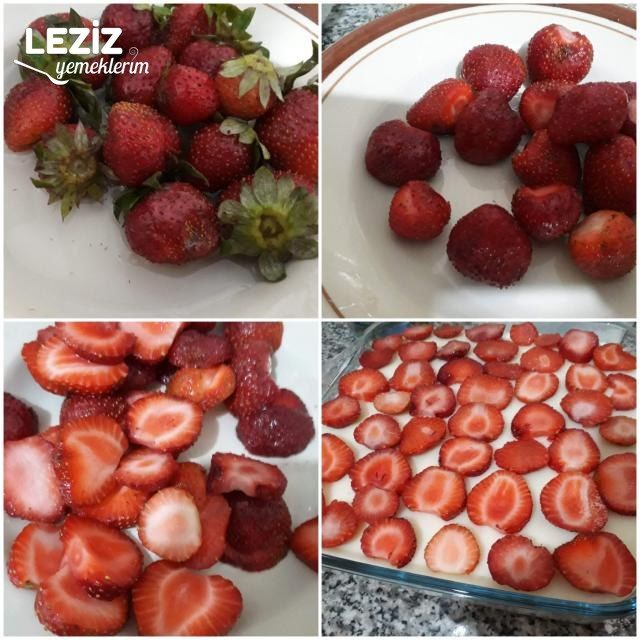 Çilekli Muhallebili Tatlı (Kedidiliyle)