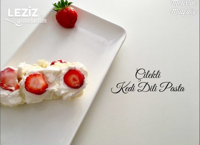 Çilekli Kedi Dili Pasta