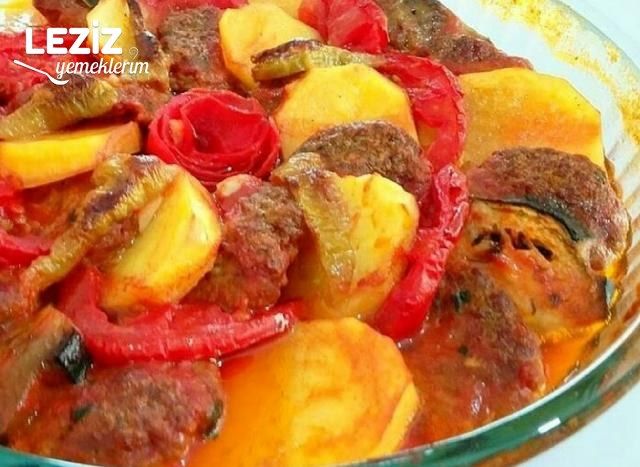 Fırında Patatesli Patlıcanlı Dizme
