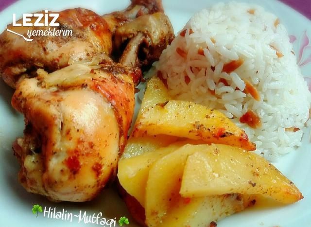 Fırın Poşetinde Nar Gibi Kızarmış Tavuk Ve Patates