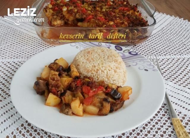 Fırında Patlıcanlı Patatesli Oturtma (Kızartmadan)