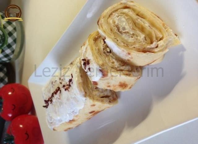 Kahvaltılık Labneli Tuzlu Rulo Krep Pasta