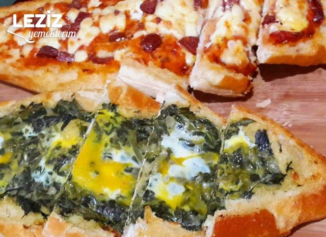 Normal Ekmekten Çok Pratik Hem Sucuklu Pizza, Hem De Ispanaklı Pide